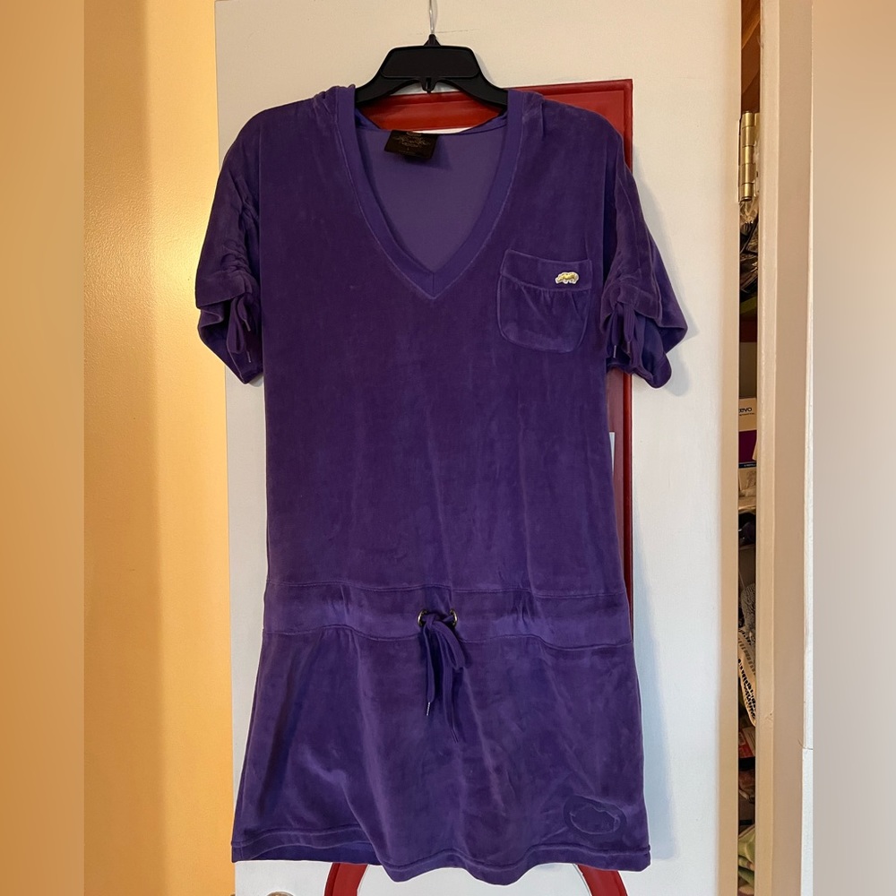 Vintage purple Eckored velvet dress - Picture 1 of 6